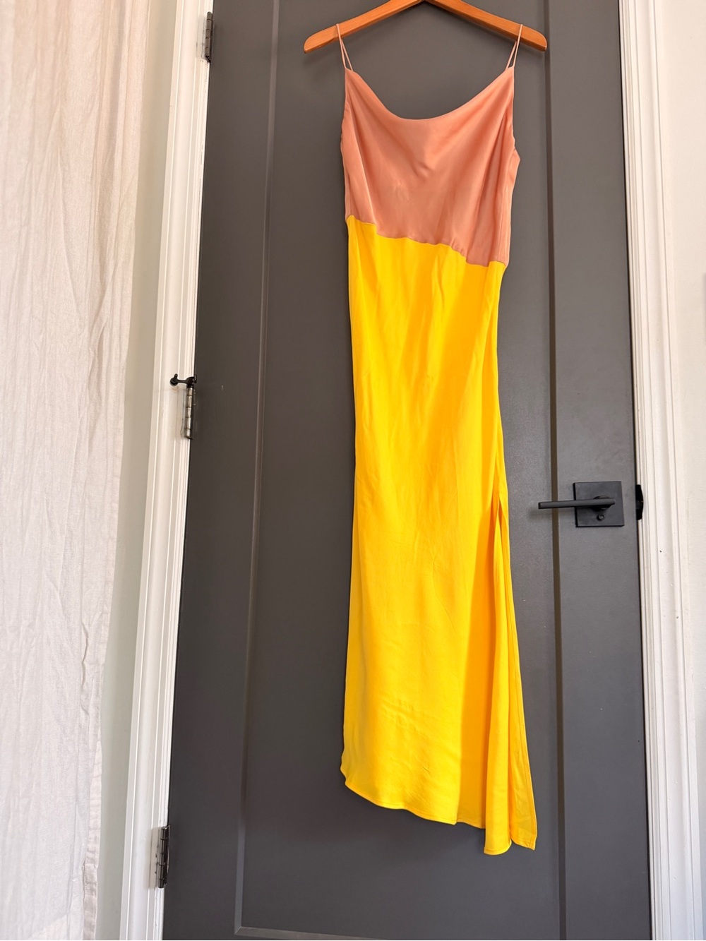 Zara Two-Tone Peach and Yellow Maxi Slip Dress